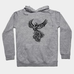 Mythical Phoenix Creature In Flight Artistic Illustration Black Hoodie